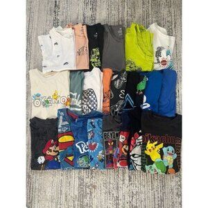 Boys Mixed Brand H&M Old Navy Graphic Tees Tanks Lot of 22 - Size 8-10